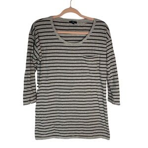 GAP Striped Black Gray Shirt T-Shirt Blouse Size Womens Small 3/4 Sleeves